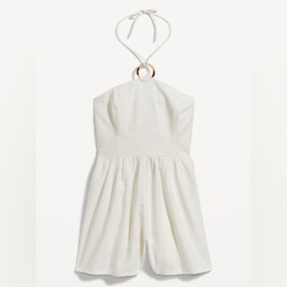 Old Navy women's white linen blend O ring halter summer beach romper in size XXL - Picture 1 of 10